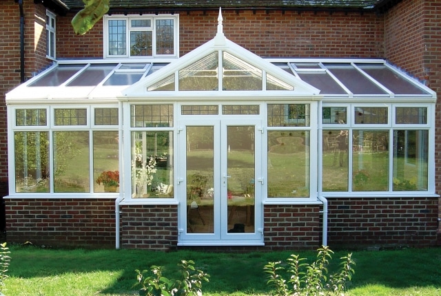 front view of t-shaped conservatory