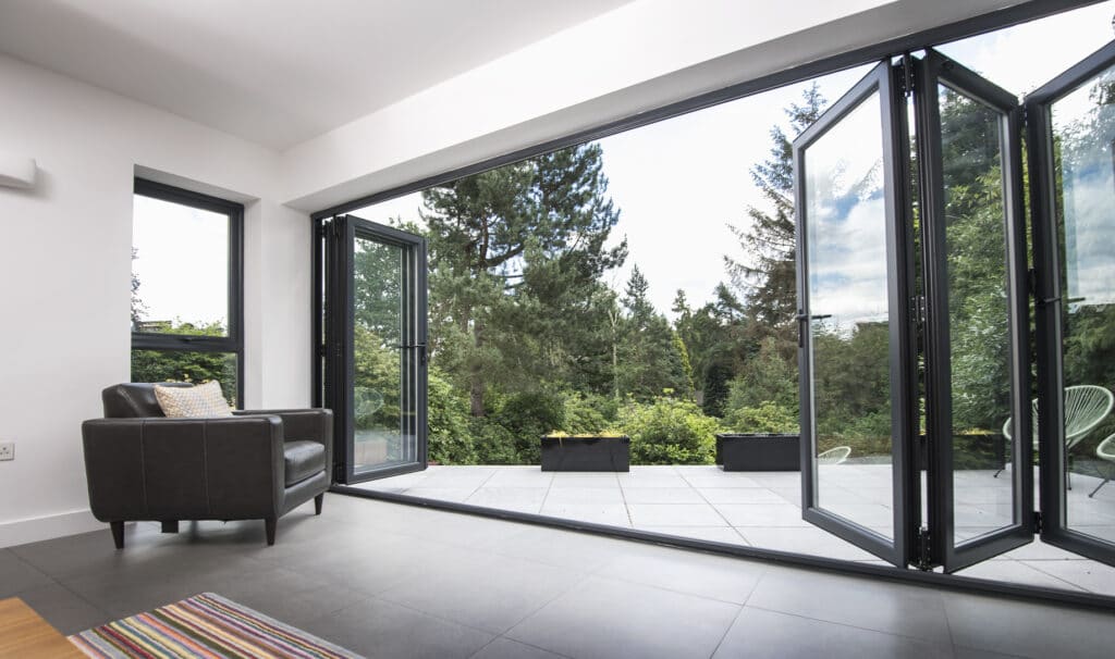 Bi folding doors leading to garden patio